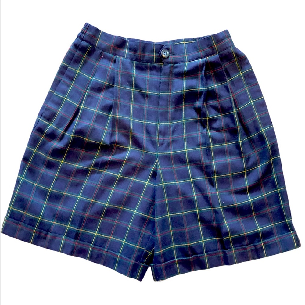 Vintage 📚 pleated tartan plaid mom shorts
